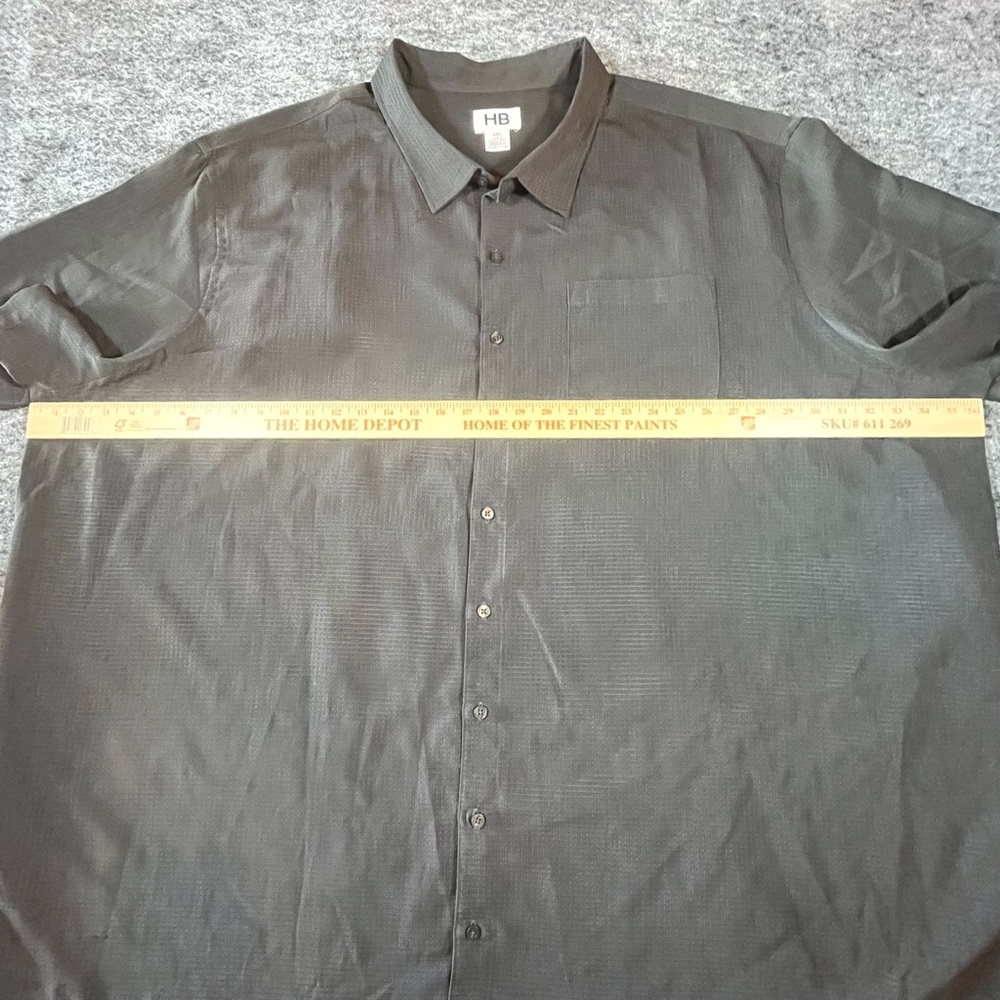 HB Button Down Shirt Mens 5XL Charcoal Gray Short Sleeve Big & Tall Lightweight - Picture 10 of 11